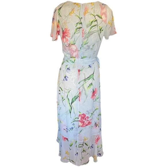 White House Black Market Flutter Wrap Midi Springtime Size 2 NWTs Retails 190$ - Picture 5 of 10